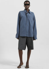 Volda Asymmetric Button-Up Shirt - Navy