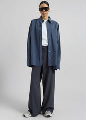 Volda Asymmetric Button-Up Shirt - Navy