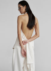 Corsham Halter Wrap Top - White