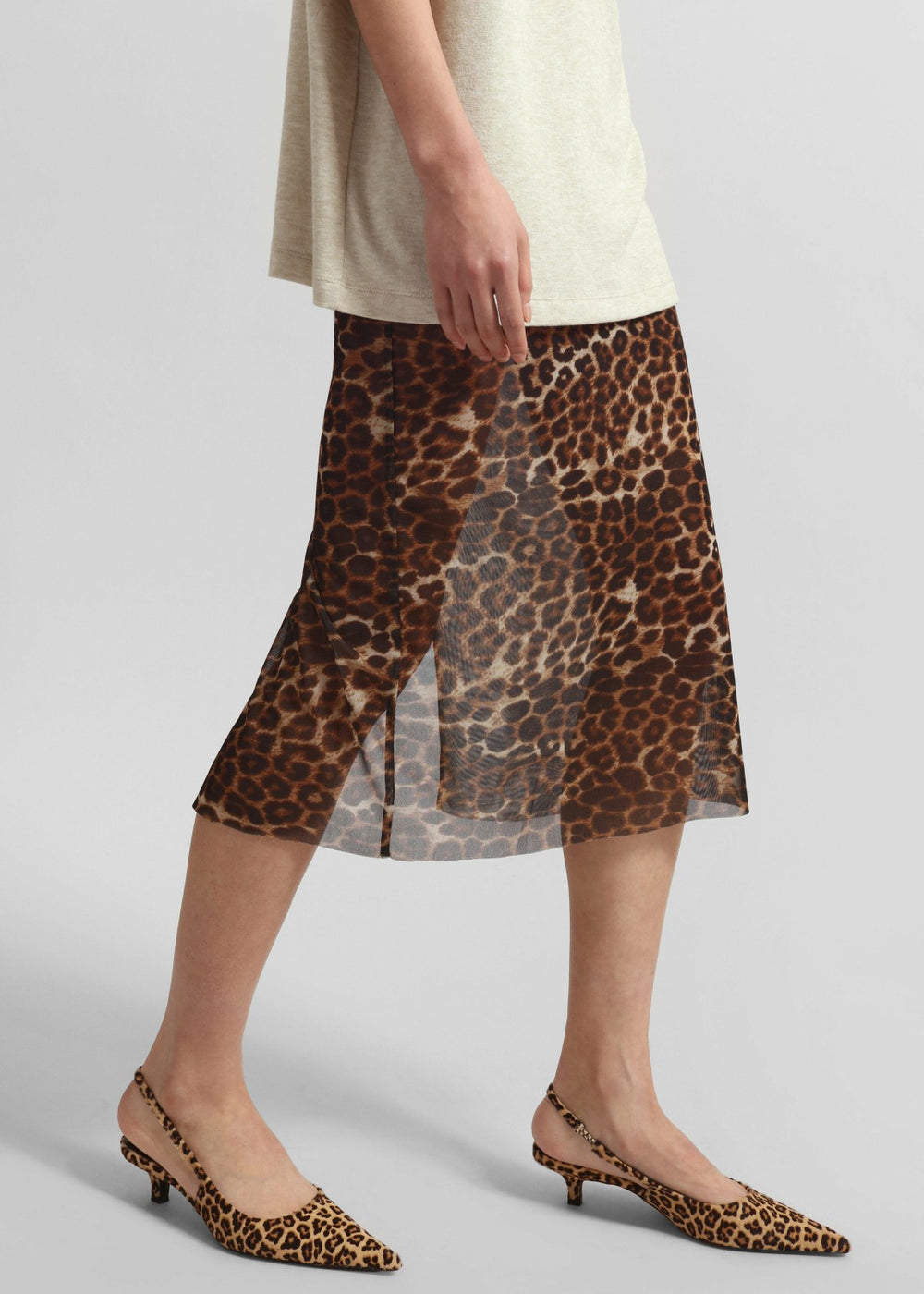 Suva Sheer Leopard Skirt - Brown
