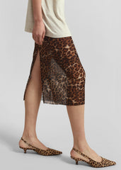 Suva Sheer Leopard Skirt - Brown