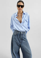 Sukma Striped Oversized Shirt - Blue