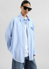 Sukma Striped Oversized Shirt - Blue