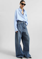 Sukma Striped Oversized Shirt - Blue