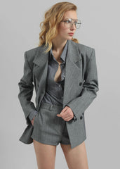 Tenby Striped Hot Pants - Grey Melange