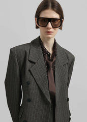 Tenby Striped Cinched Blazer - Brown Melange
