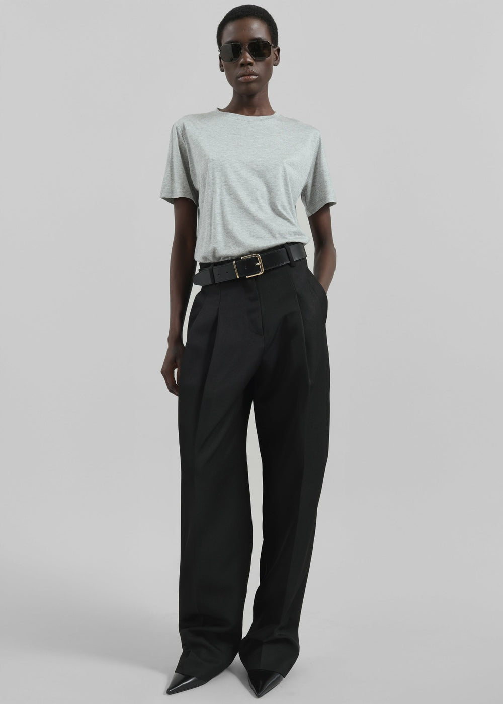 Amal Fluid Tee - Grey Melange