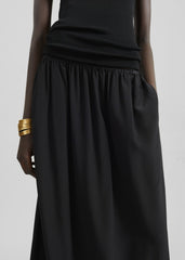 Sibena Silk Maxi Skirt - Black