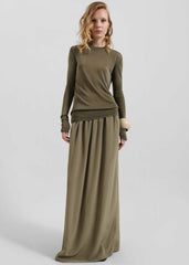 Sibena Silk Maxi Skirt - Khaki