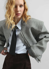 Glane Padded Wool Bomber Jacket - Grey Melange