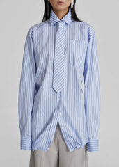 Connahy Tie Neck Shirt - Blue