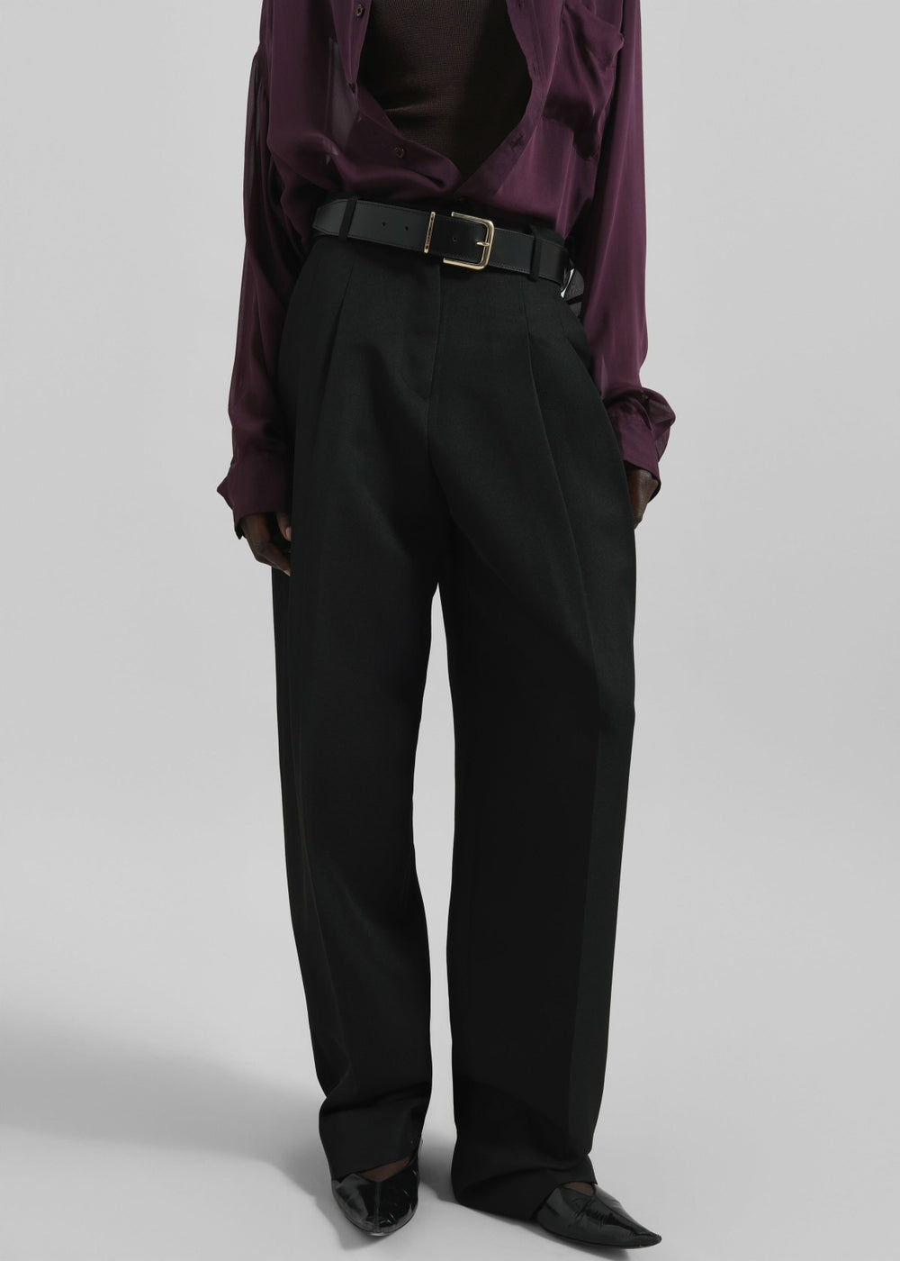 Gelso Pleated Twill Trousers - Black