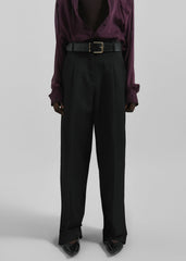 Gelso Pleated Twill Trousers - Black