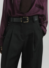 Gelso Pleated Twill Trousers - Black