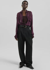 Gelso Pleated Twill Trousers - Black