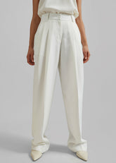 Gelso Pleated Twill Trousers - White