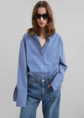 Anvers Striped Cotton Button Up Shirt - Blue/White Stripe