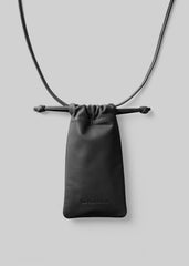 Lyon Drawstring Leather Pouch - Black