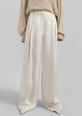 Marfa Pleated Silk Trousers - Ivory