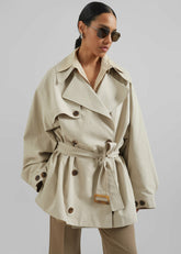 Mavis Oversized Short Trench - Beige