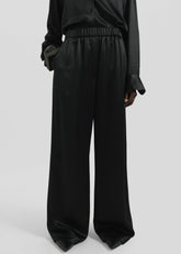 Mirca Satin Elastic Pants - Black