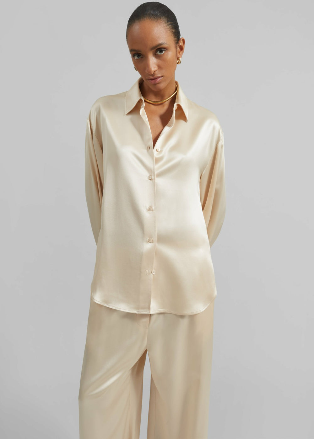 Peri Satin Shirt - Champagne