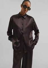 Peri Satin Shirt - Brown