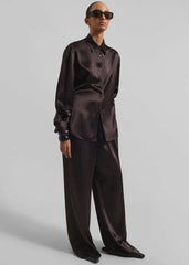 Peri Satin Shirt - Brown