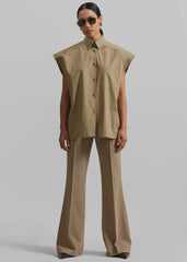 Quenin Sleeveless Button Down Shirt - Taupe