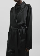 Scarlett Satin Kimono Jacket - Black