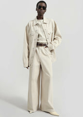 Sasha Wide Leg Jeans - Sand