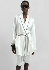 Scarlett Satin Kimono Jacket - White