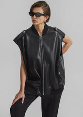 Slane Sleeveless Faux Leather Jacket - Black
