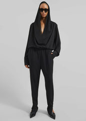 Annie Fluid Hooded Blouse - Black