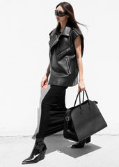 Chicago Oversized Biker Vest - Black