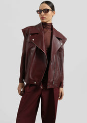 Cetina Leather Vest - Burgundy