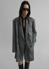 Newark Double Breasted Blazer - Grey Melange