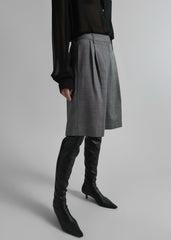 Marfa Pleated Bermuda Shorts - Grey Melange