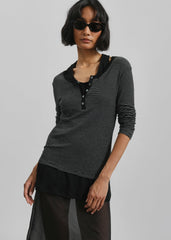 Orlen Fine Knit Top - Black/White Stripe