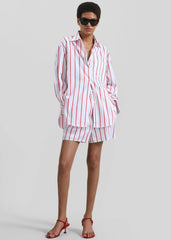 Lui Striped Cotton Boxer Shorts - White/Red Stripe