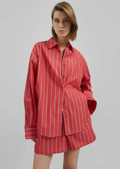 Lui Striped Cotton Shirt - Red/White Stripe