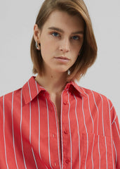 Lui Striped Cotton Shirt - Red/White Stripe