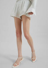 Brenna Double Striped Shorts - White/Black Stripe