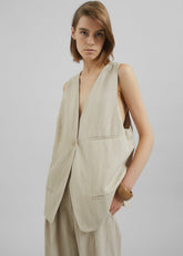 Melrose Linen Vest - Cement
