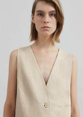 Melrose Linen Vest - Cement