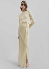 Kazel Cropped Thin Knit Top - Pale Yellow