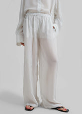Brenna Double Striped Wide Pants - White/Black Stripe