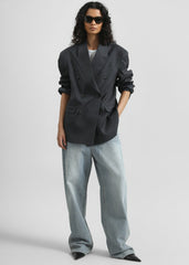 Tarbert Double-Breasted Blazer - Grey/White Pinstripe