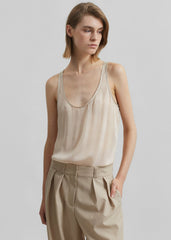 Oria Sheer Silk Chiffon Tank - Beige