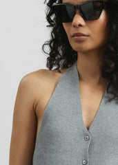 Himi Knit Halter Top - Grey